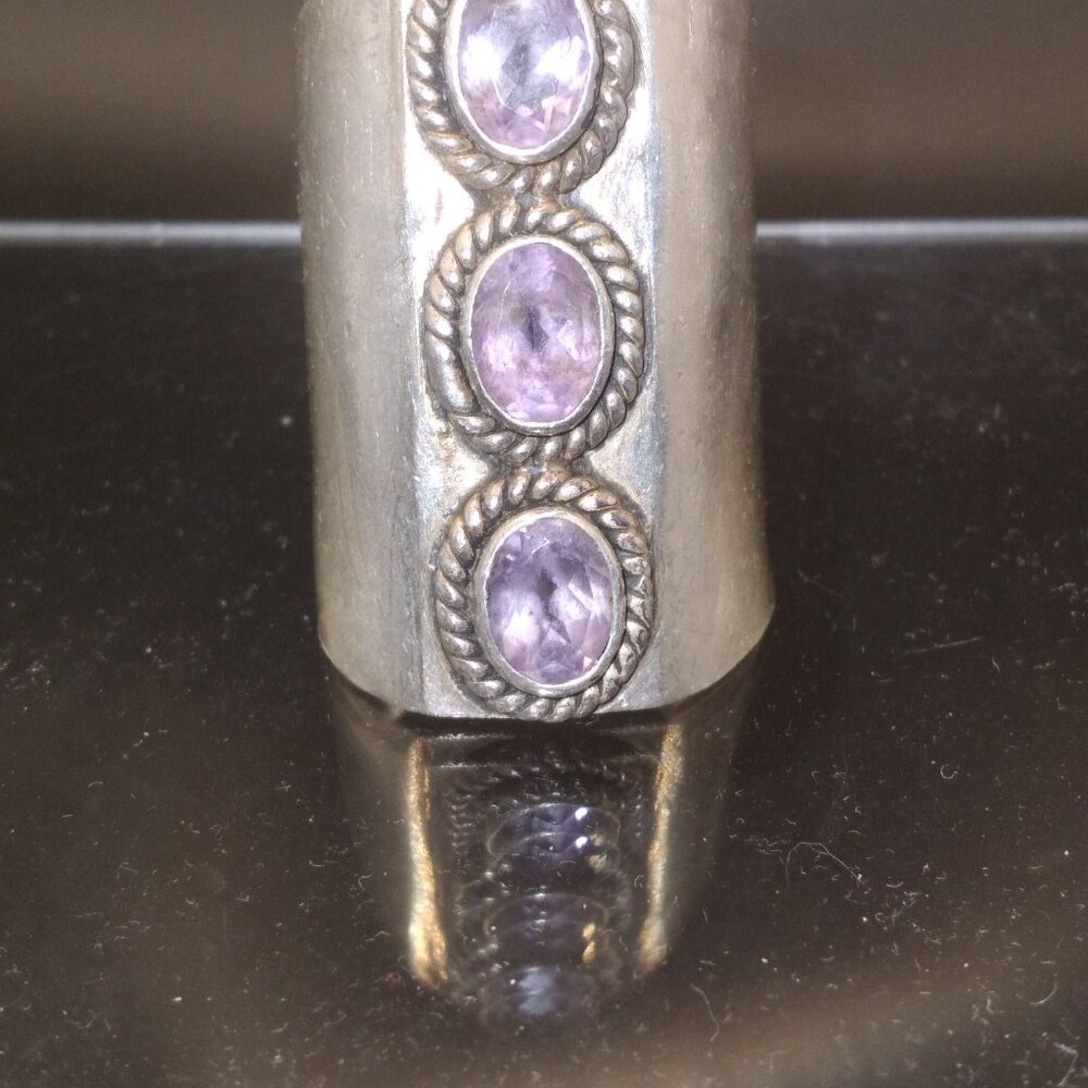 Sterling Silver 925 Ring with Amethyst Stones - Picture 5 of 7